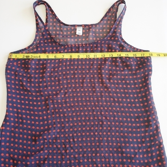 1182 * Old Navy Polka Dot Sheer Tank Navy Blue Red Size S - Picture 5 of 6
